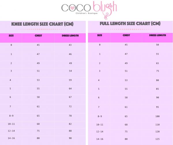 COCO BLUSH SIZE CHART