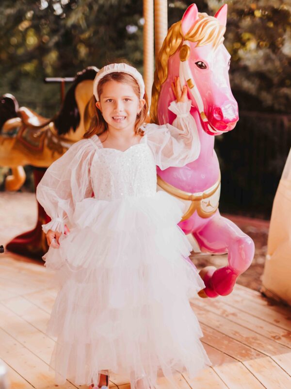 White Celeste Sparkle Party Dress for Girls